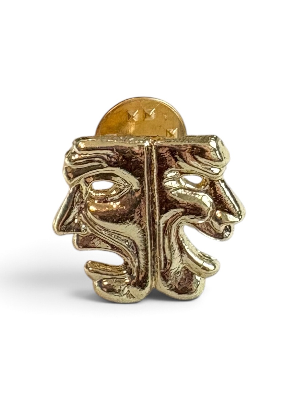 Gold Tone Comedy Tragedy Theater Masks Lapel Pin